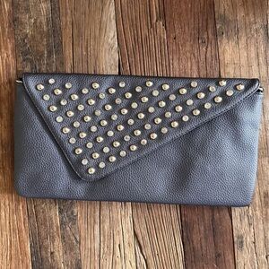 Charming Charlie Gray Clutch with Gold Accents